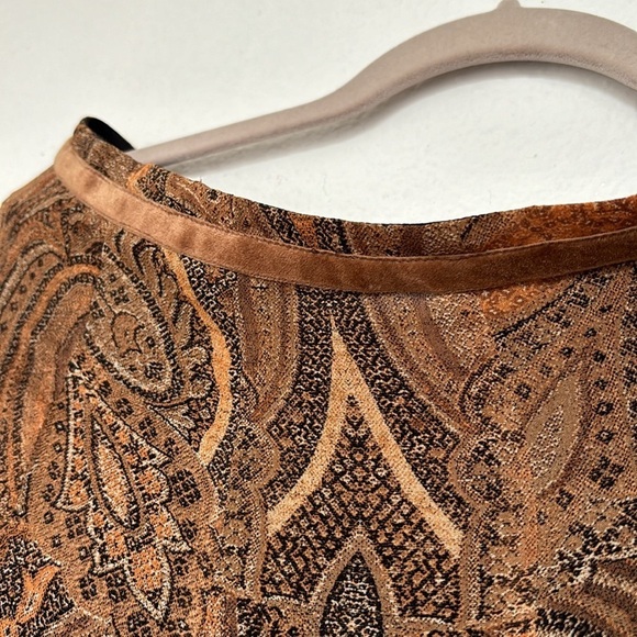 AK ANNE KLEIN Silk with paisley print brown and black skirt size 6 - Picture 3 of 8